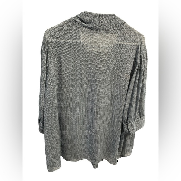 French Connection Silver Combo Tie Blouse Size 3x - Picture 2 of 4